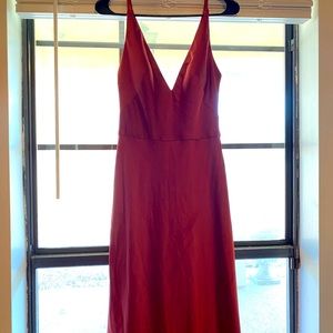Jenny Yoo women’s formal gown. Size 4 Burnt orange shade of satin. NWT